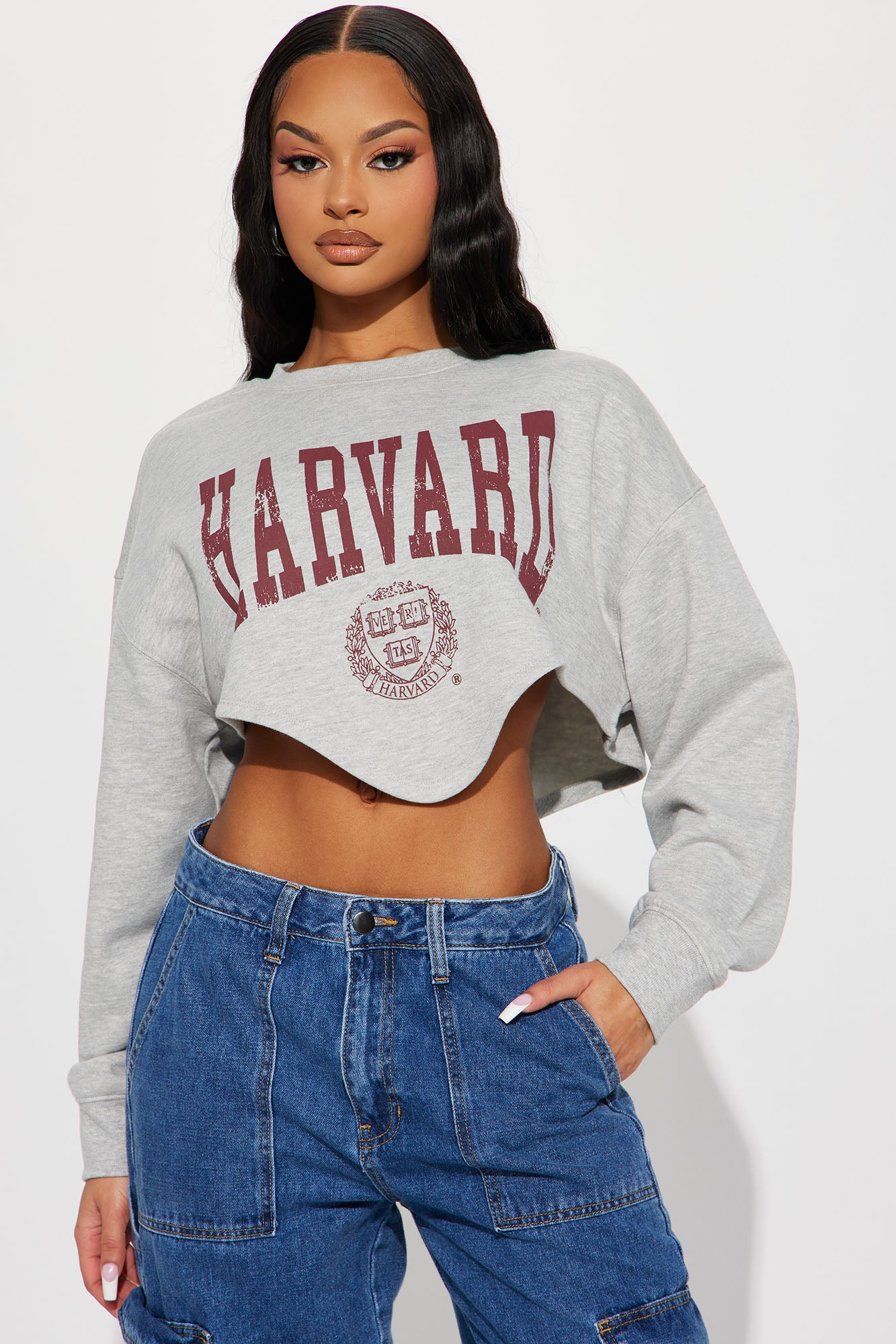 Cropped top harvard sweatshirt