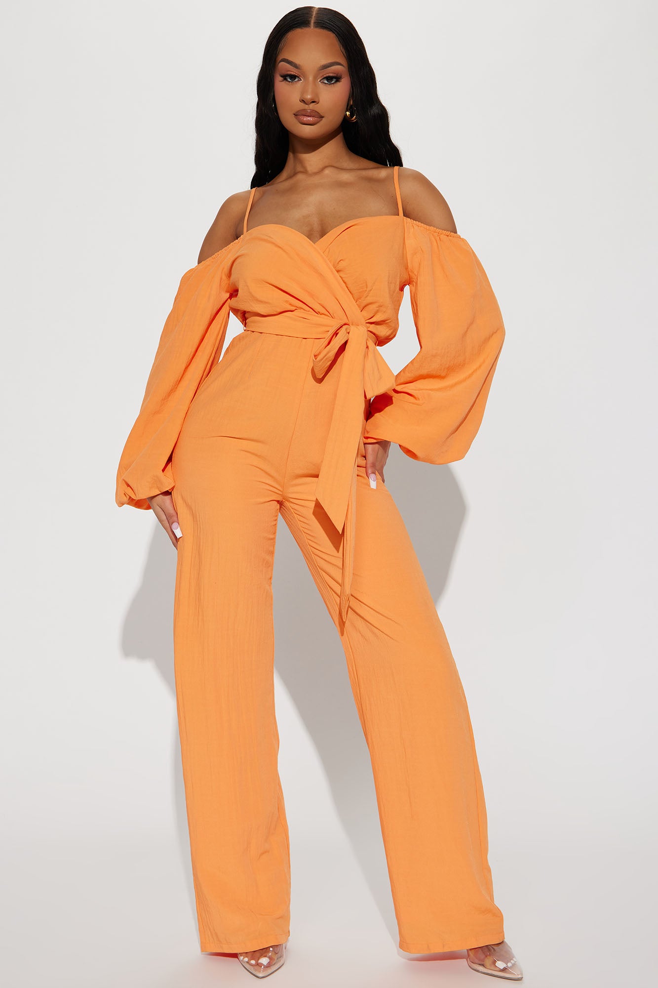 Fashion nova orange jumpsuit discount