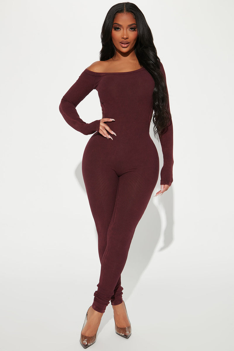 Burgundy jumpsuit sale fashion nova