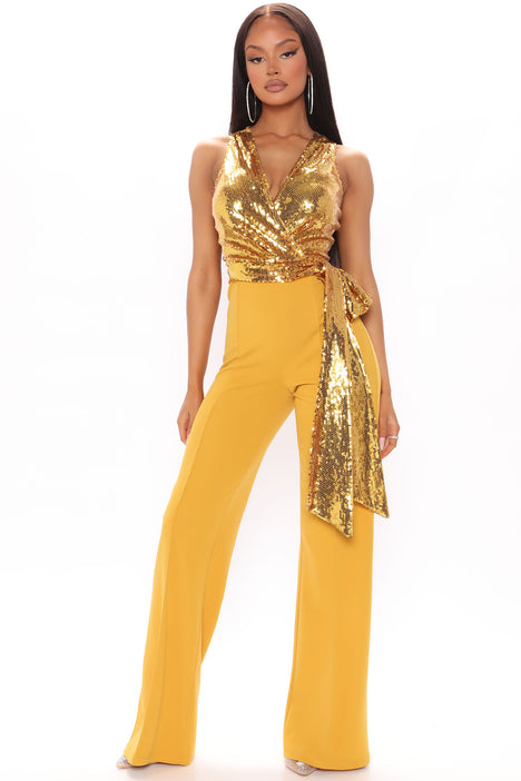 Fashion nova gold jumpsuit online
