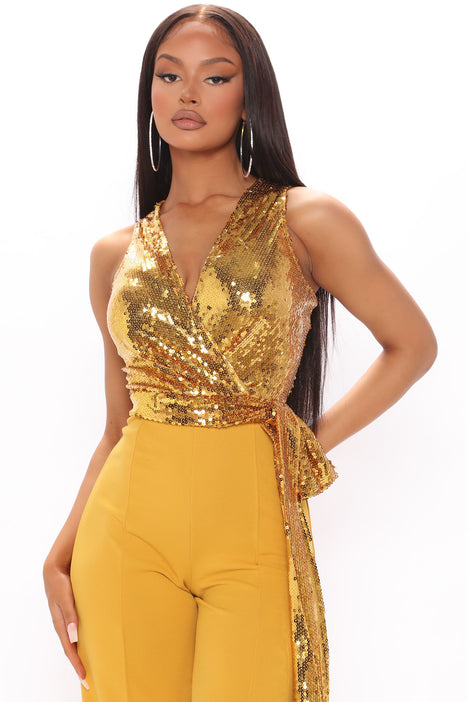 Party Goer Sequin Jumpsuit Gold Fashion Nova Jumpsuits