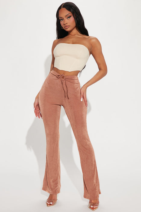 Tan flare pants hot sale