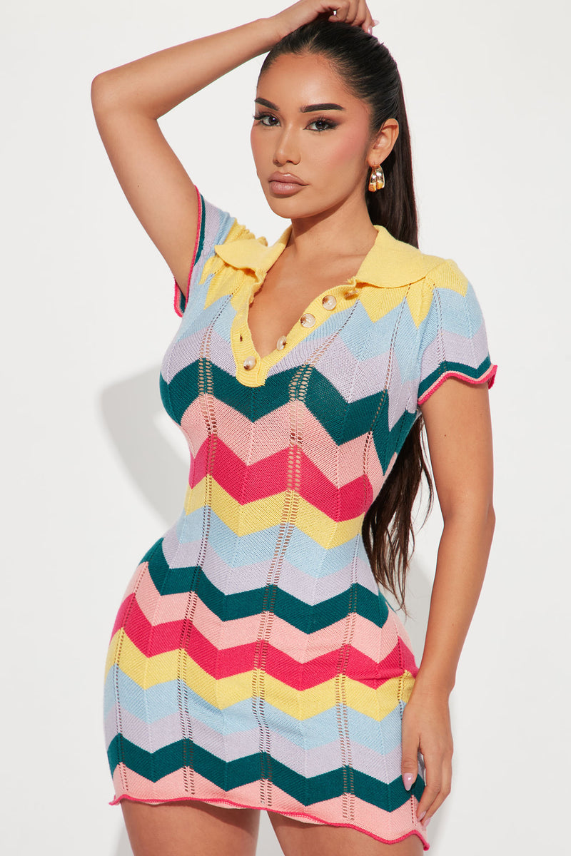 Always Happy Knit Mini Dress Multi Color Fashion Nova, Dresses
