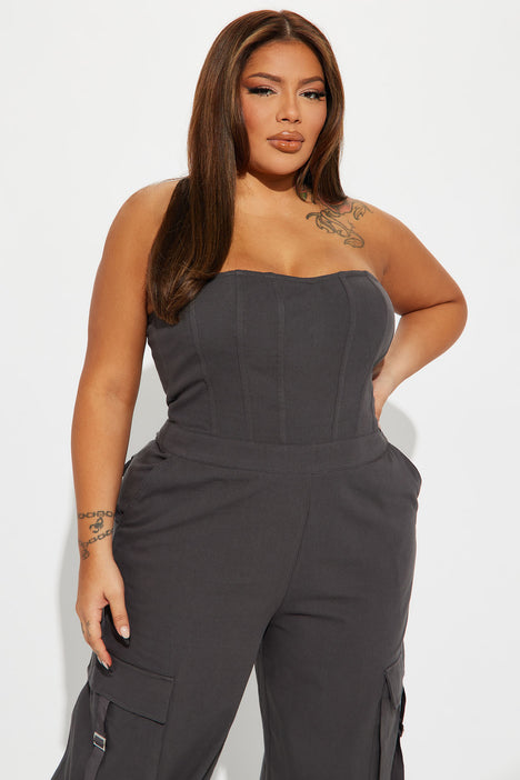 Plus size cargo jumpsuit sales