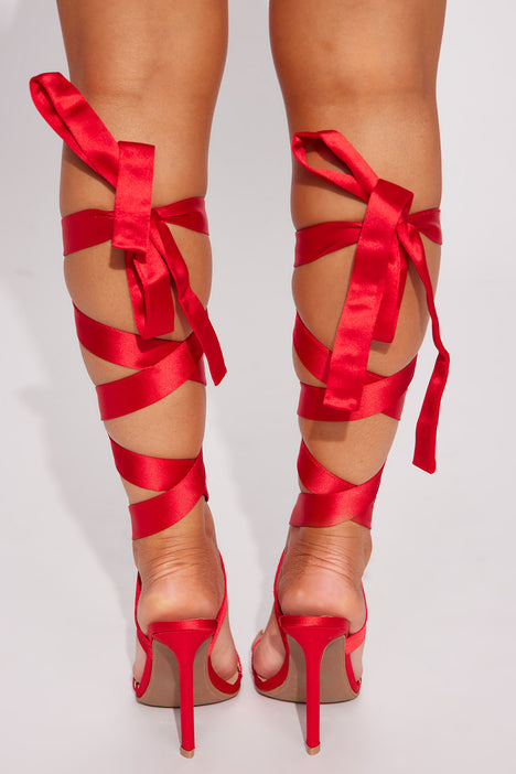 Red heels wrap best sale up