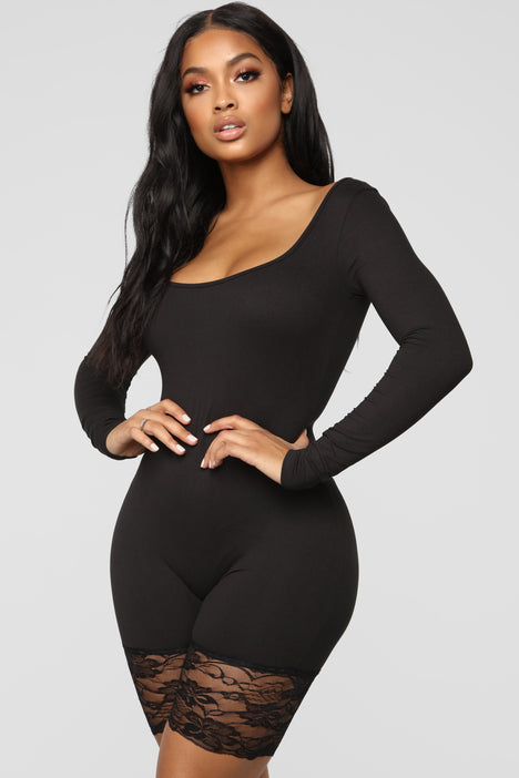 Sexy Divide Biker Short Romper Black
