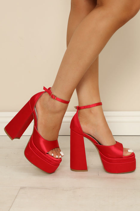 Red platform shoes new arrivals with ankle strap
