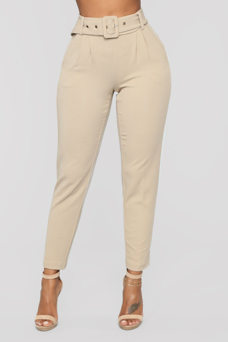 Talia Belted Pants - Taupe | Fashion Nova, Pants | Fashion Nova