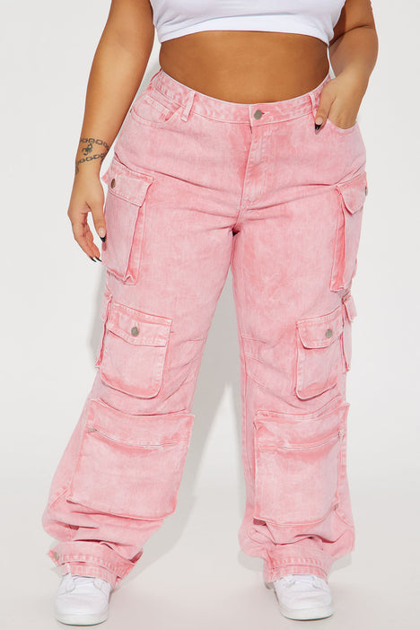 Billie Low Slung Cargo Jeans - Pink | Fashion Nova, Jeans 