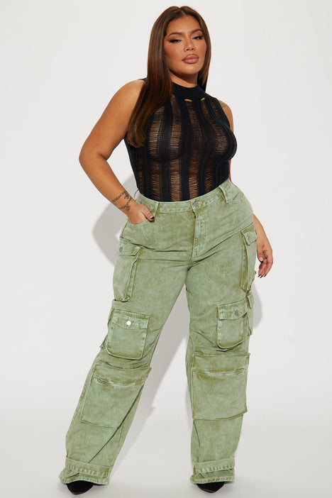Green cargo pants fashion nova best sale