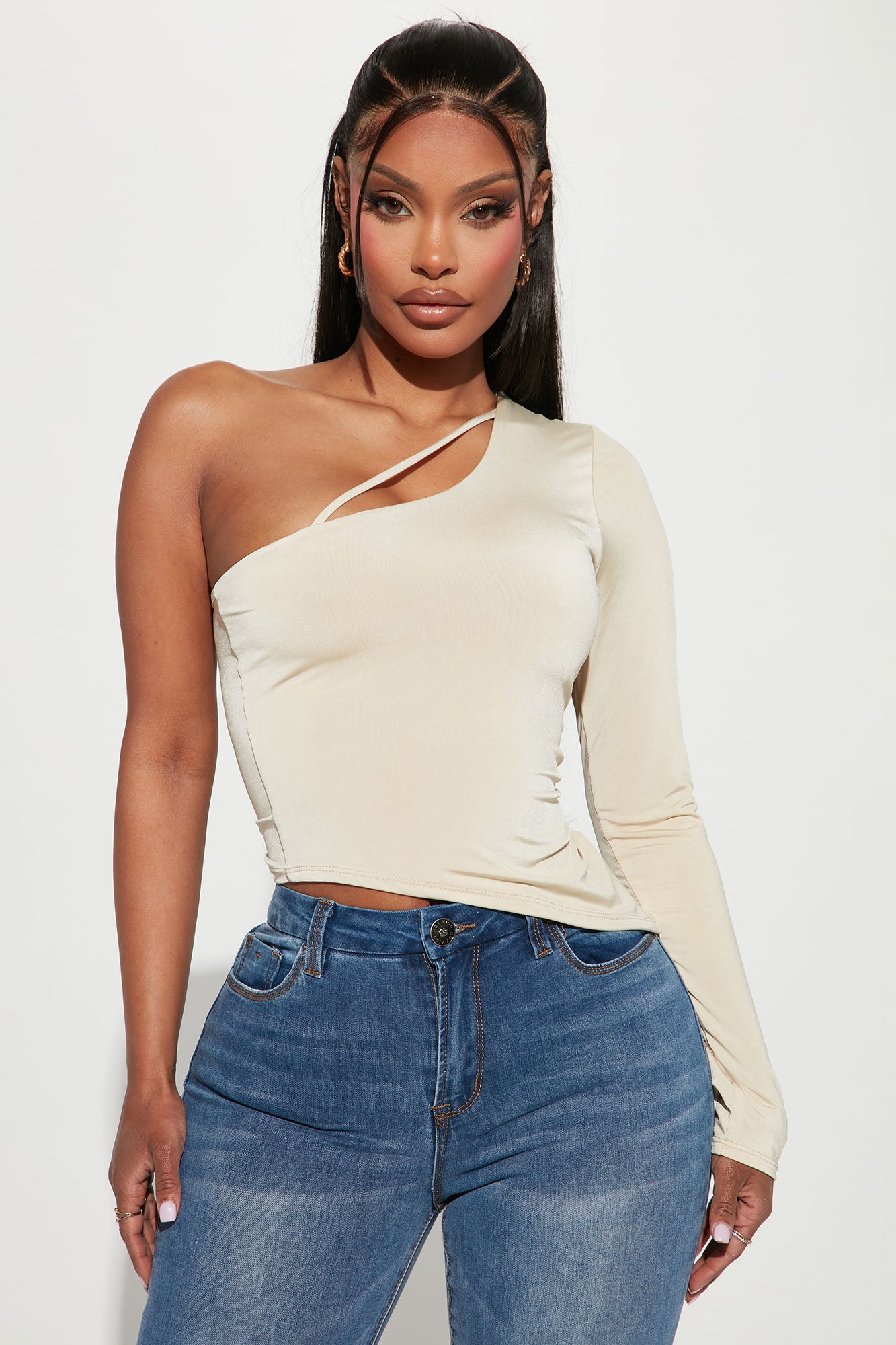 Chelsea One Shoulder Top Stone