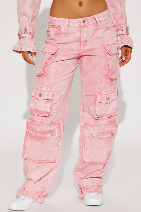 Billie Low Slung Cargo Jeans - Pink | Fashion Nova, Jeans 