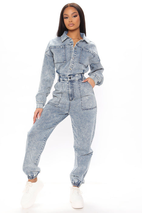 Daniela Long Sleeve Denim Jumpsuit Denim