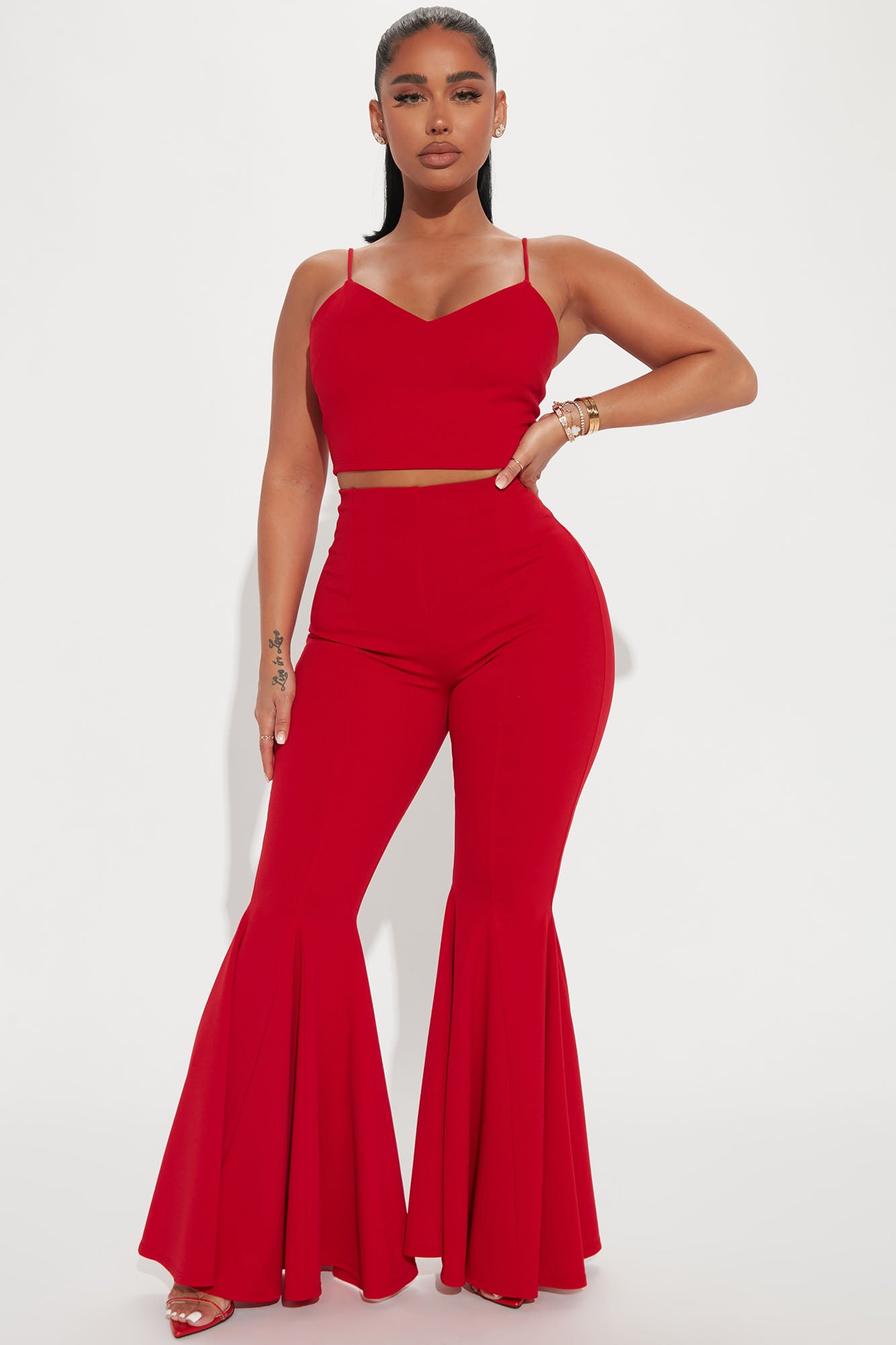 Red matching pant sales set