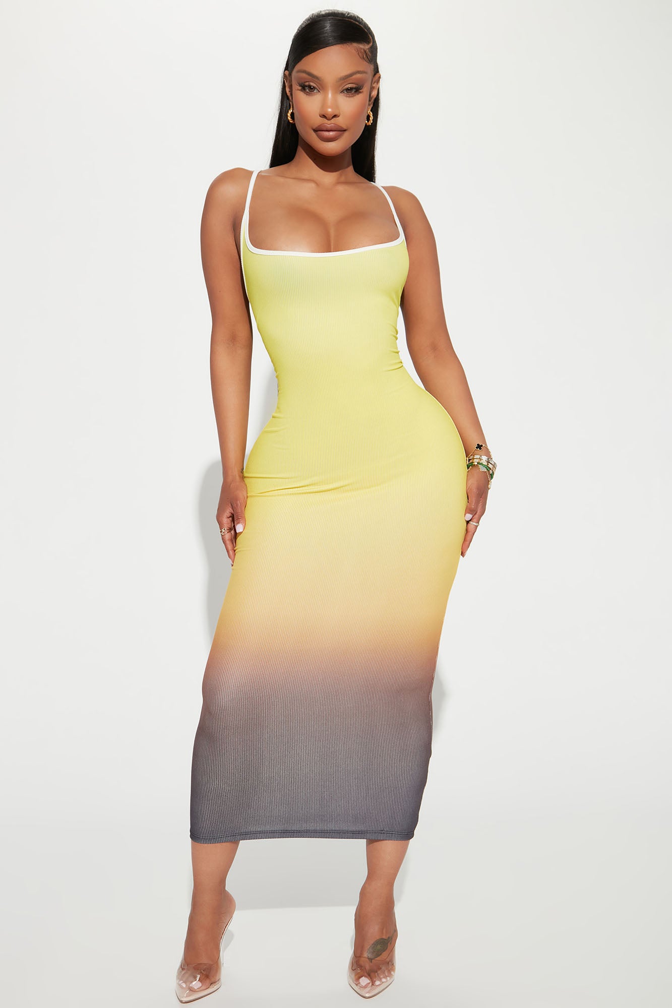 Yellow hotsell ribbed dress