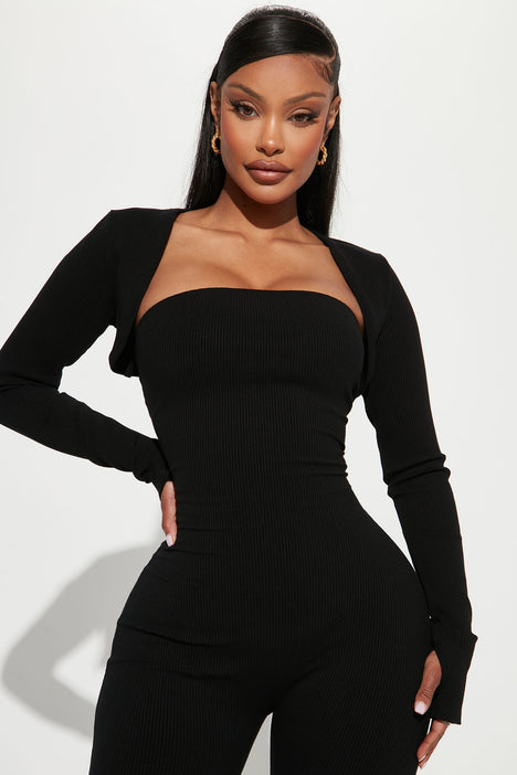 Jeanette Snatched Jumpsuit Set Black Fashion Nova Jumpsuits