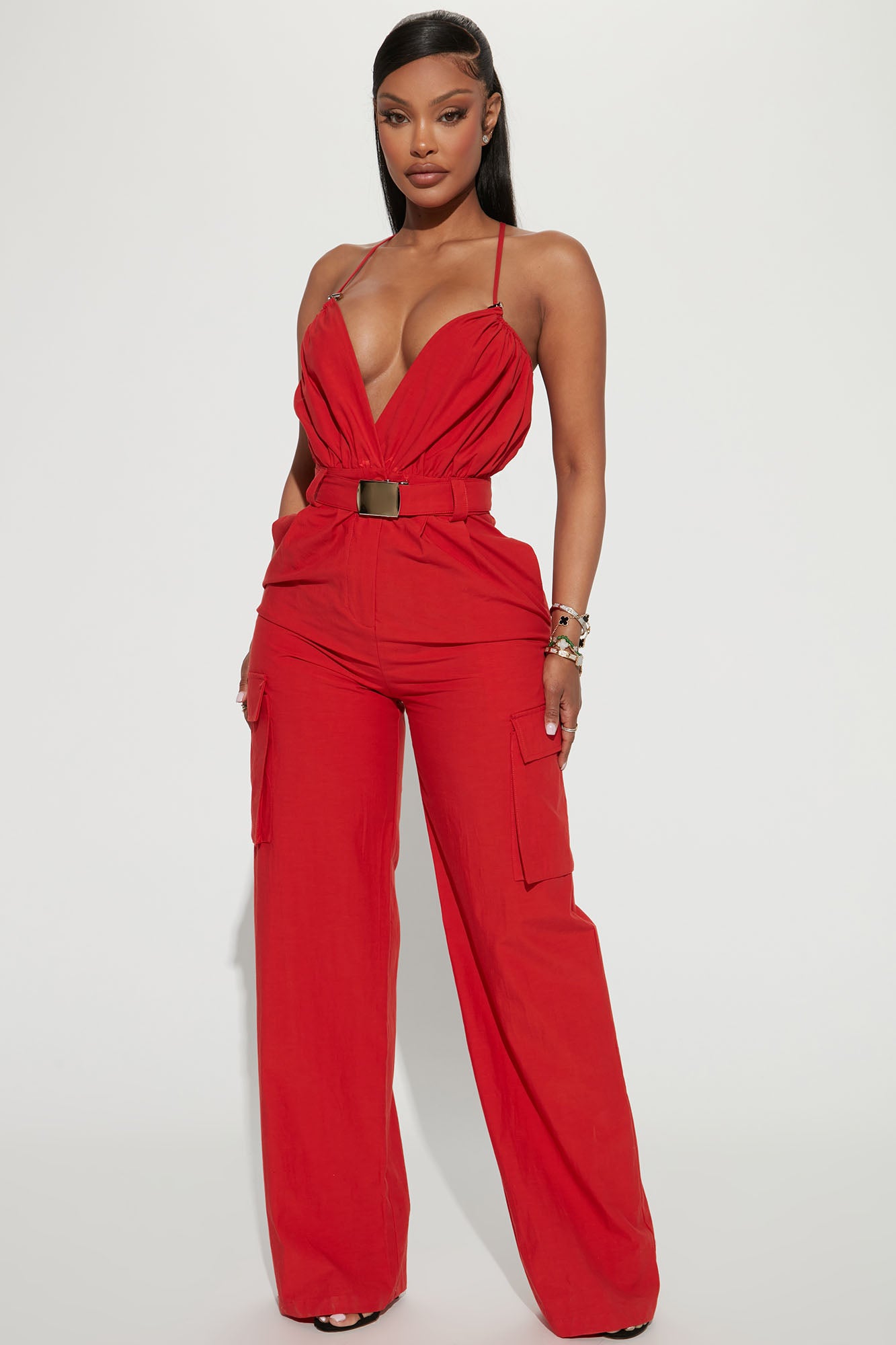 Red shop utility playsuit