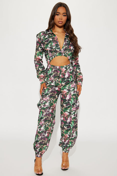 Fashion nova top camo jumpsuit