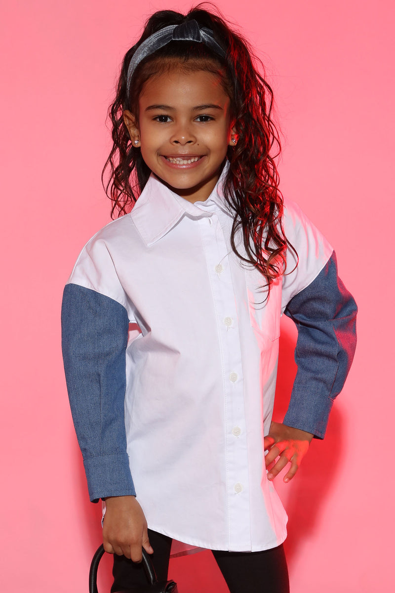 Mini Touch Of Denim Button Down Shirt Fashion Nova