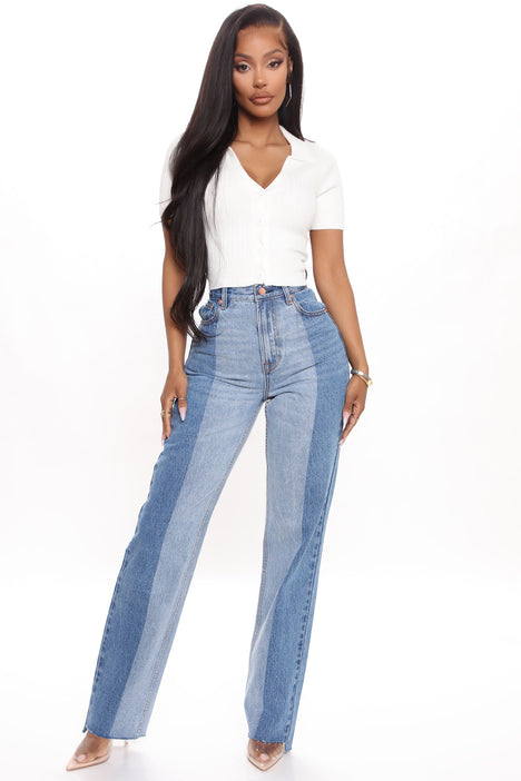 Fashion Nova Jeans Plus Size 20 Crossover Straigh Leg Light Blue Wash Denim