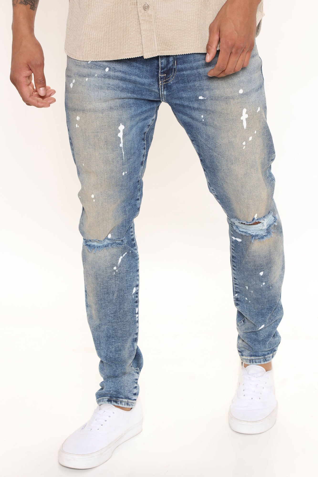 Blue hotsell paint jeans