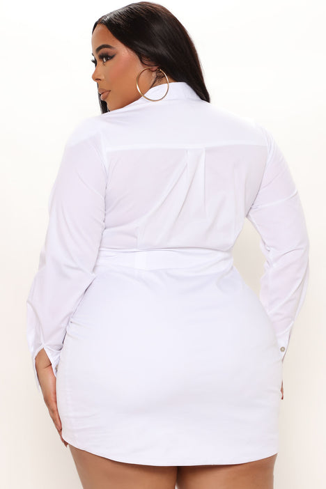 Fashion nova top white shirt dress