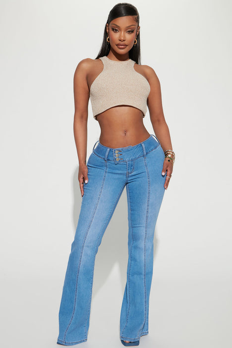 Complicated Y2K Low Rise Stretch Flare Jeans - Light Blue Wash