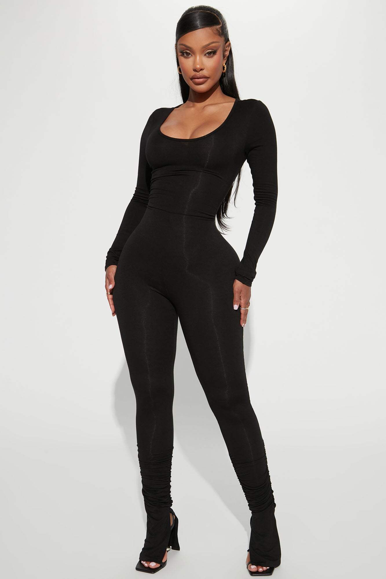 Solid black jumpsuit deals
