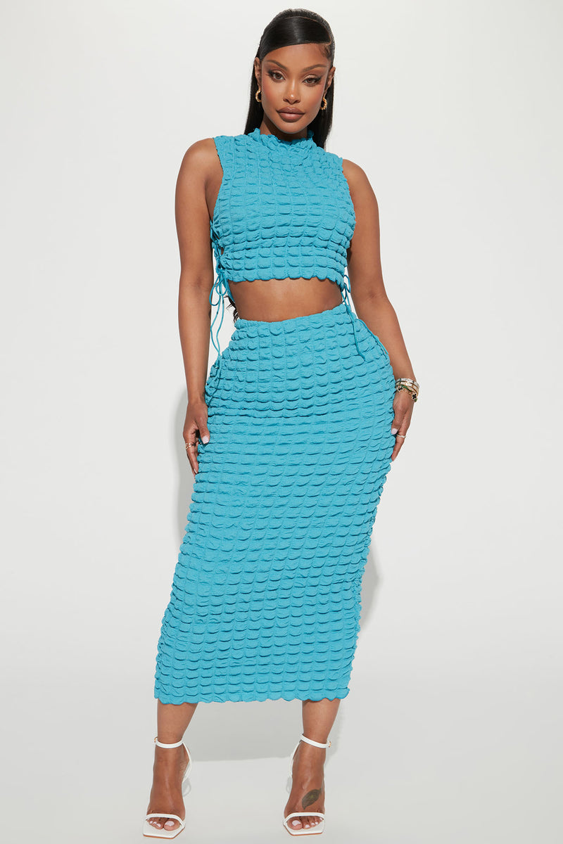 Pop My Bubble Midi Skirt Set - Turquoise | Fashion Nova, Matching Sets ...