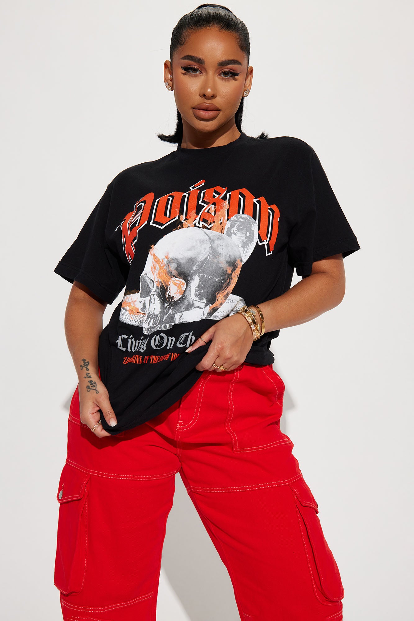 Black red shop graphic tee