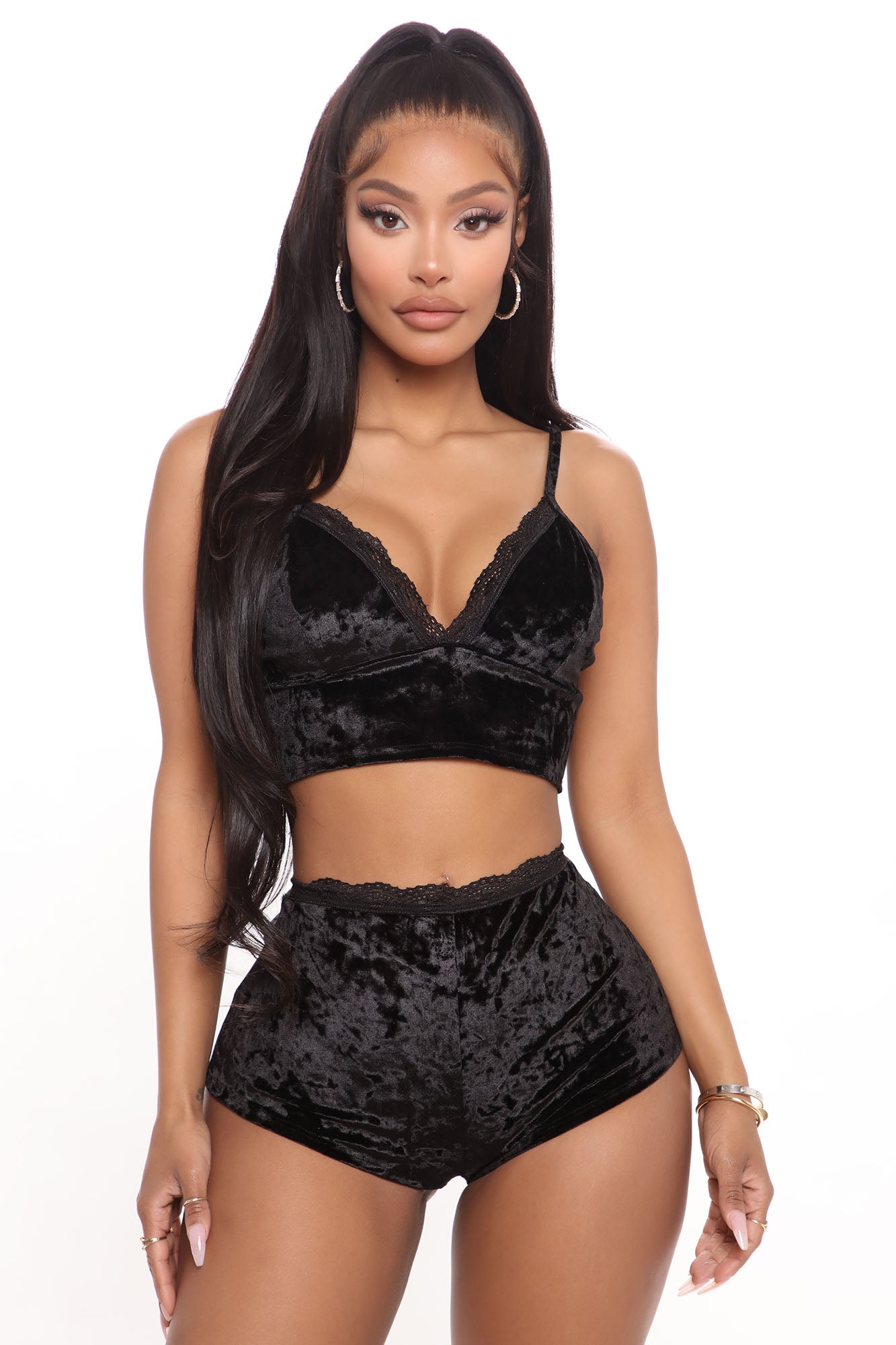 Late Night Snuggles PJ Short Set Black Fashion Nova Lingerie
