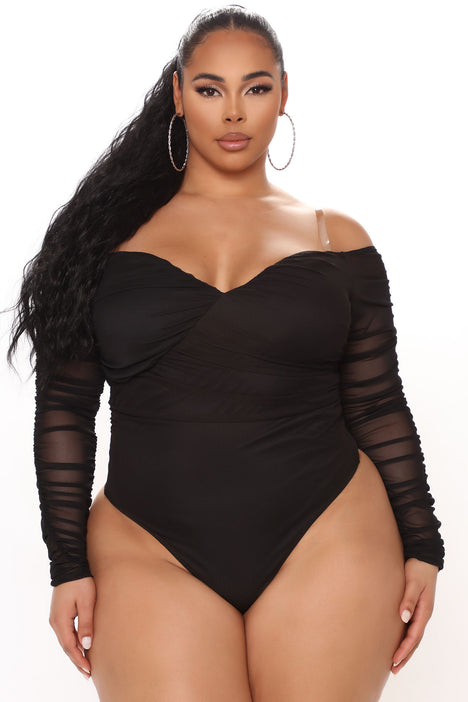 A Hot Mesh Bodysuit - Black