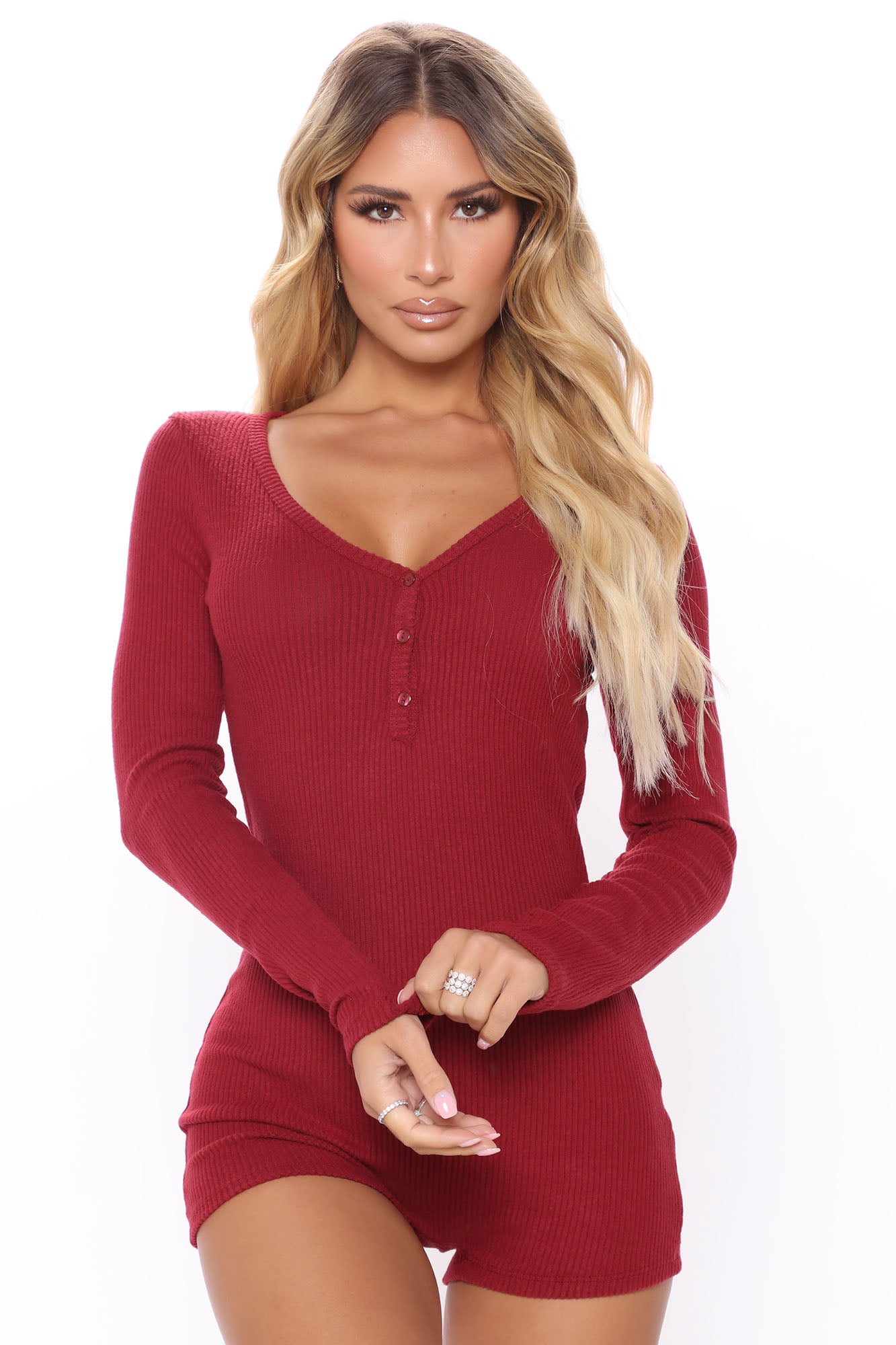 Your One And Only Sleep Romper Burgundy Fashion Nova Lingerie
