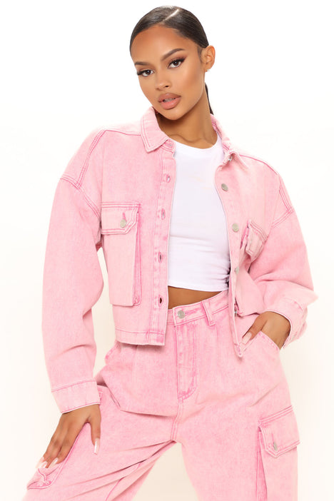 Pink Wash Oversized Denim Jacket