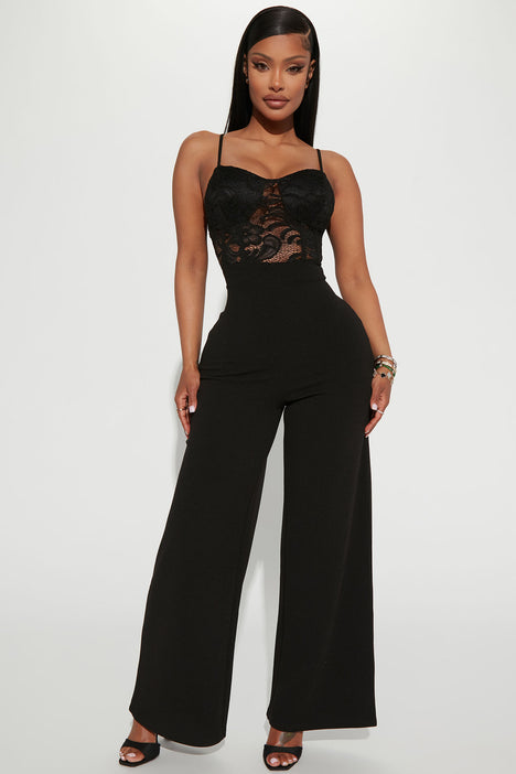 Fashion nova black lace jumpsuit clearance