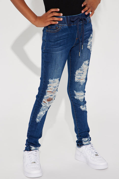 Mini Playing With You Denim Joggers - Dark Wash