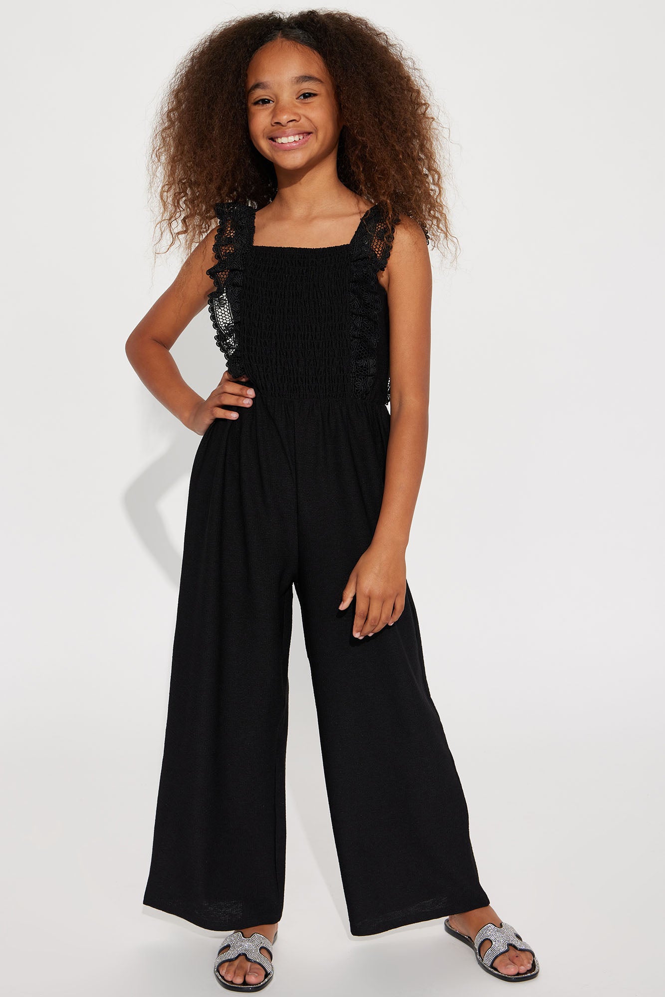 Mini Let It Rise Crochet Jumpsuit Black