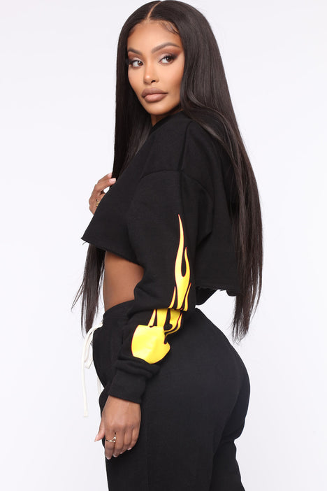 Light Up Your World Cropped Hoodie Black Fashion Nova Screens