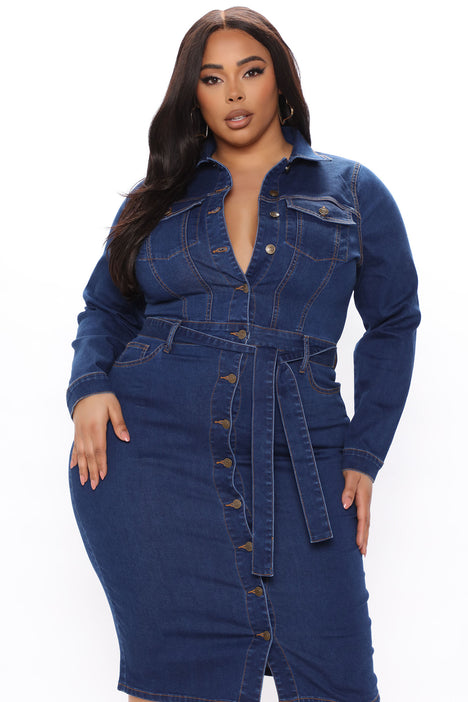 Fashion nova plus 2025 size denim dress