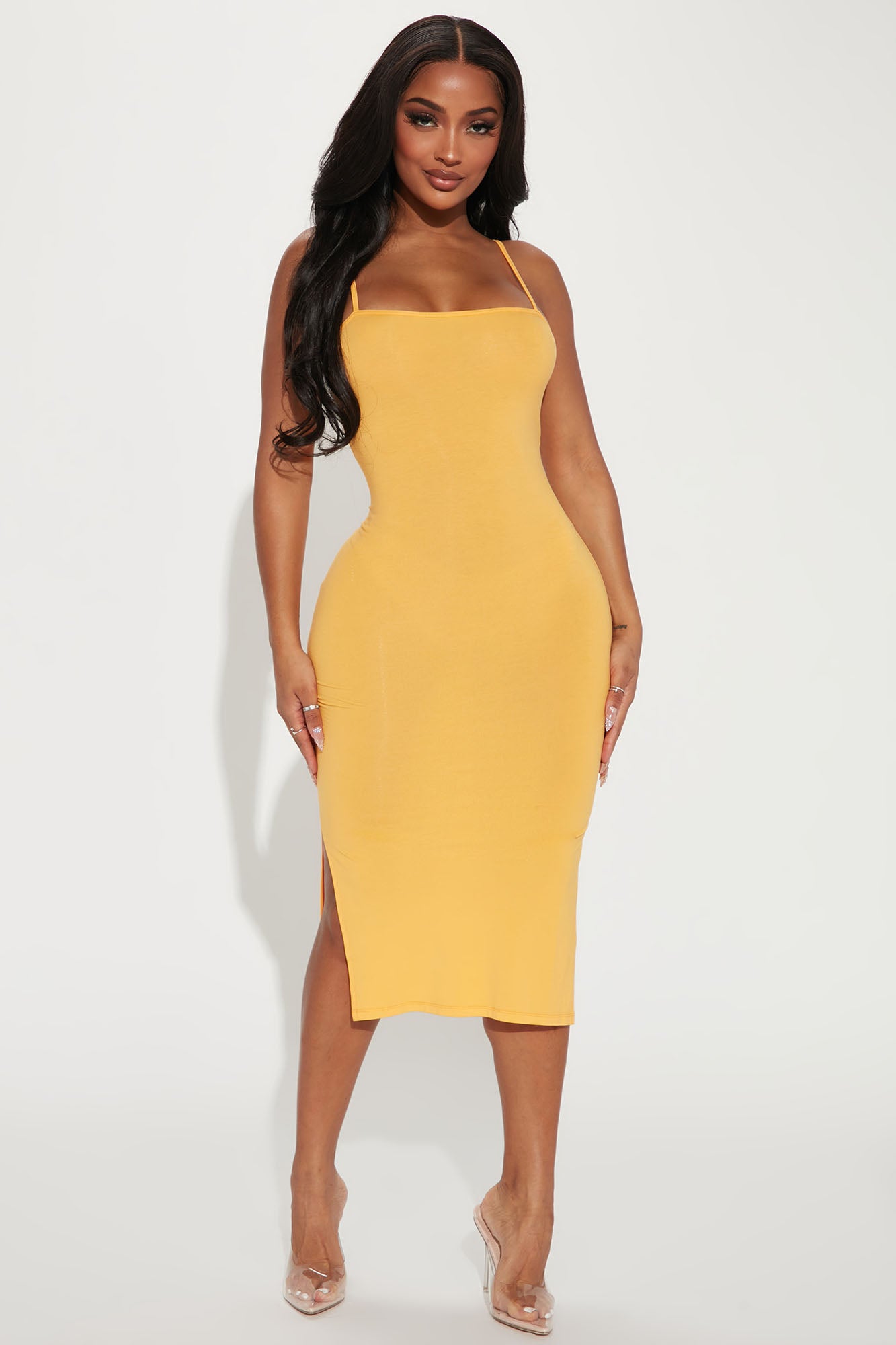 Fashion nova mustard yellow dress on sale