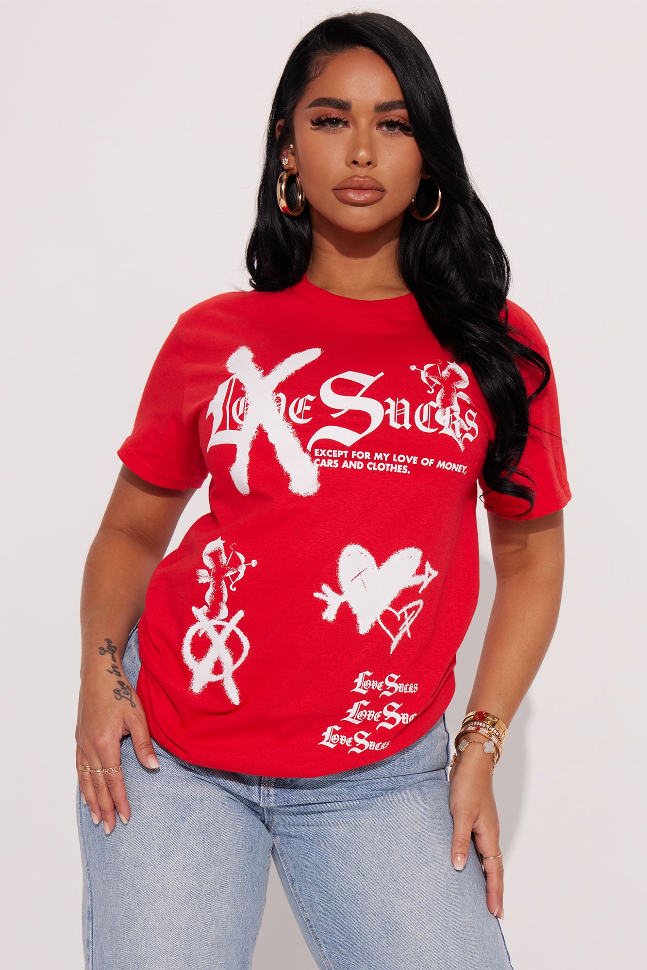 Red cheap graphic tee