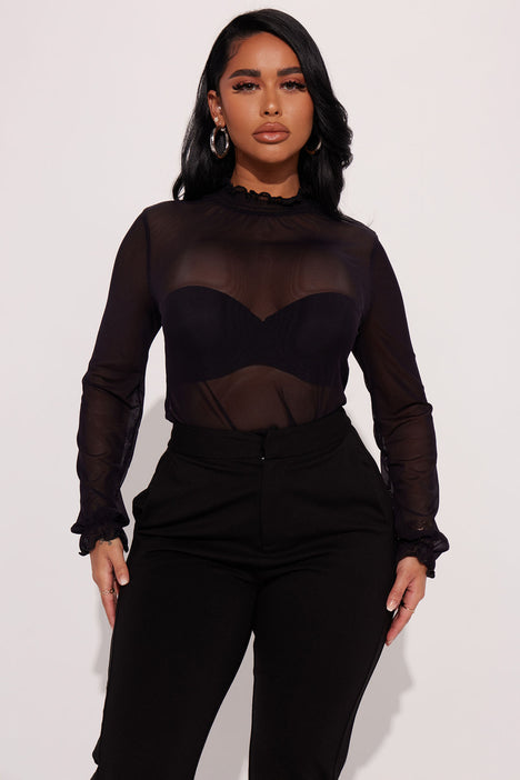 Mesh mock best sale neck top