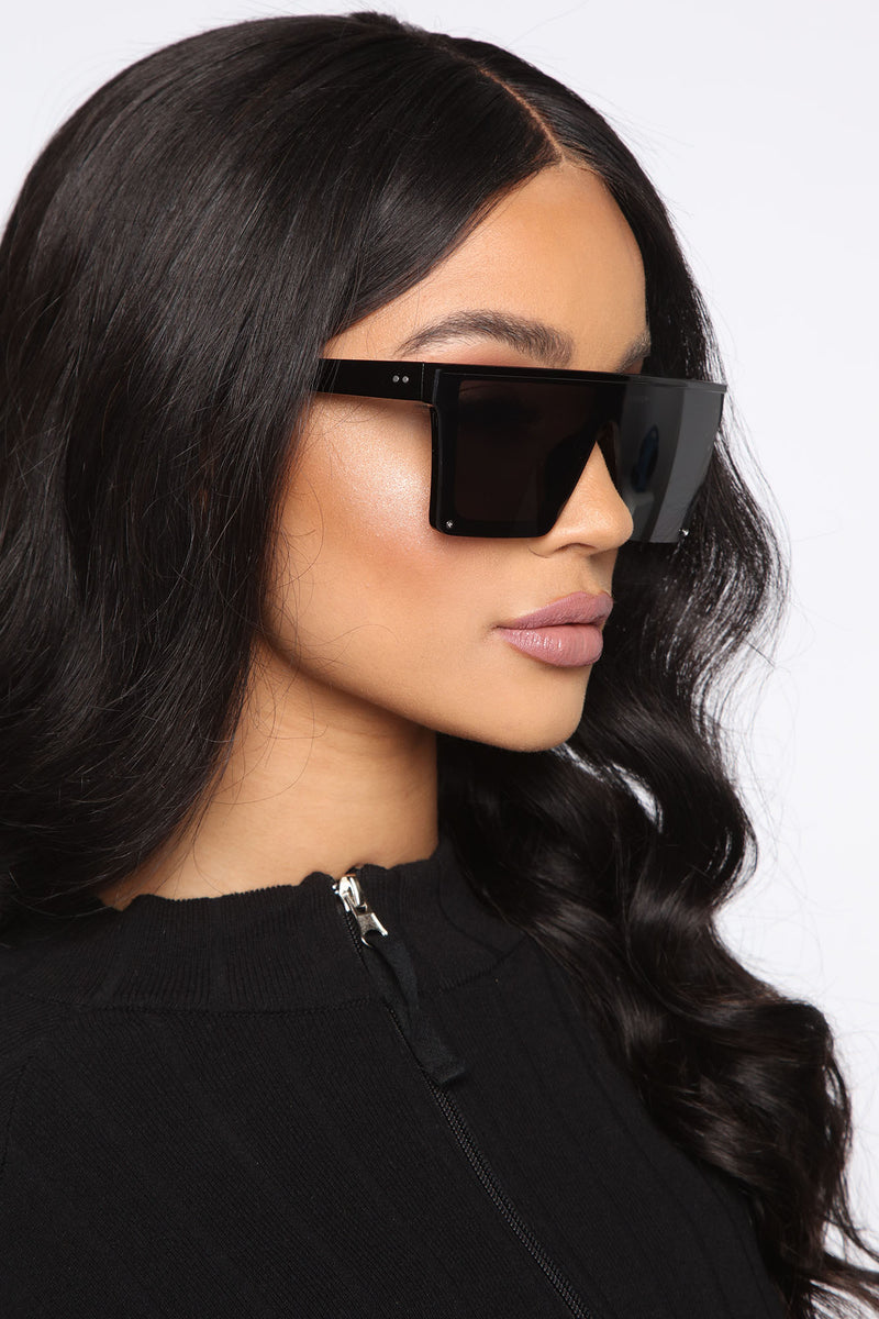 Feisedy Mirrored Oversized Rimless Sunglasses for Women Men Flat Top Shield Wrap Square UV400 B2761