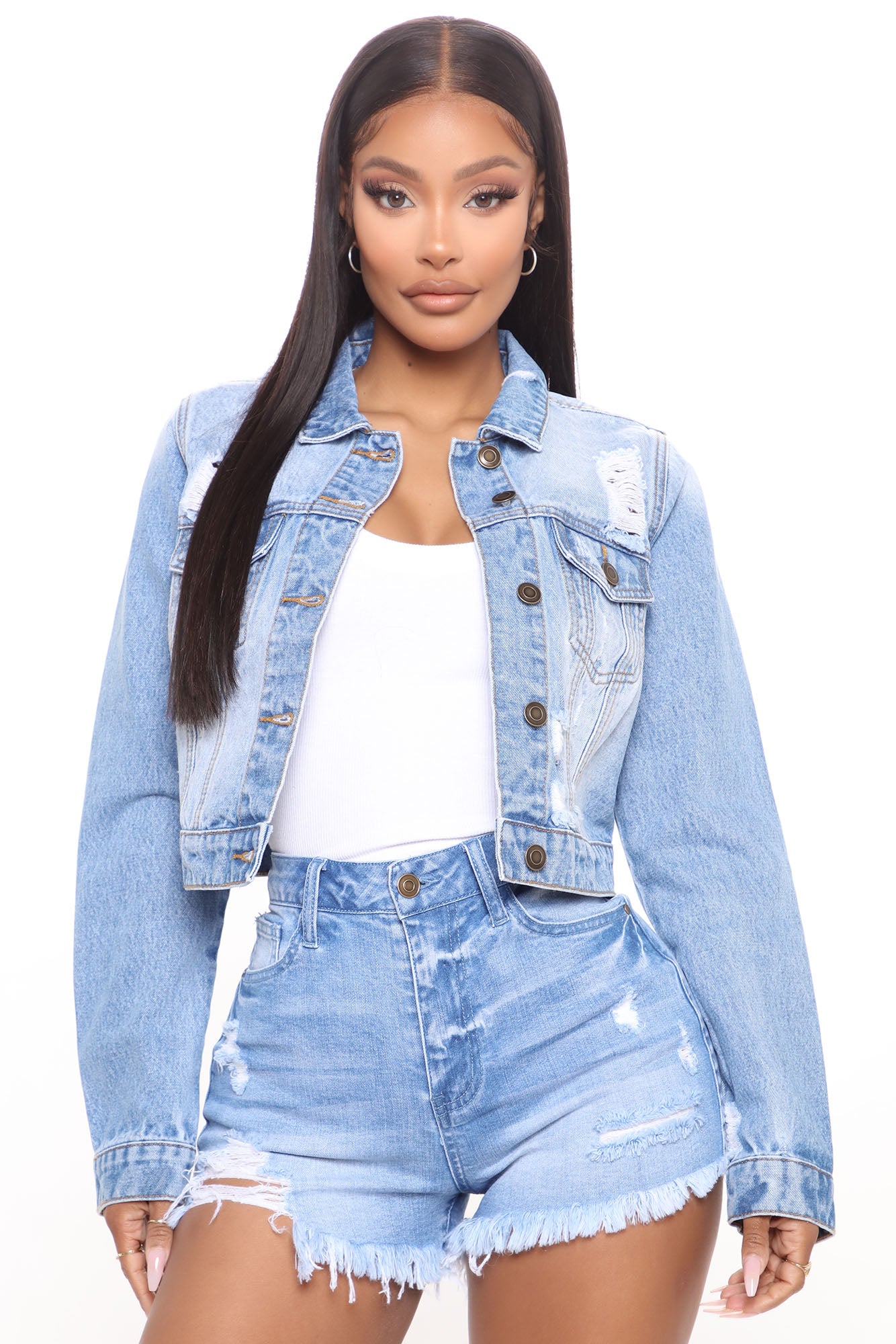 Fashion nova hotsell distressed denim jacket