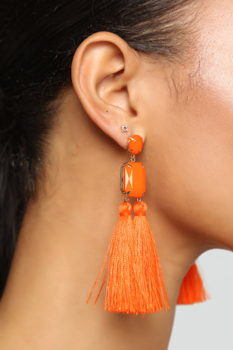 Neon orange clearance tassel earrings