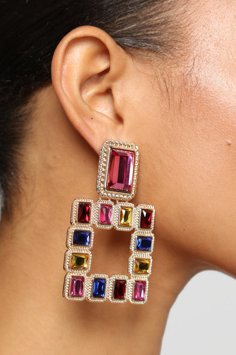Luxurious Gemstone Earrings Gold Multi Fashion Nova Jewelry