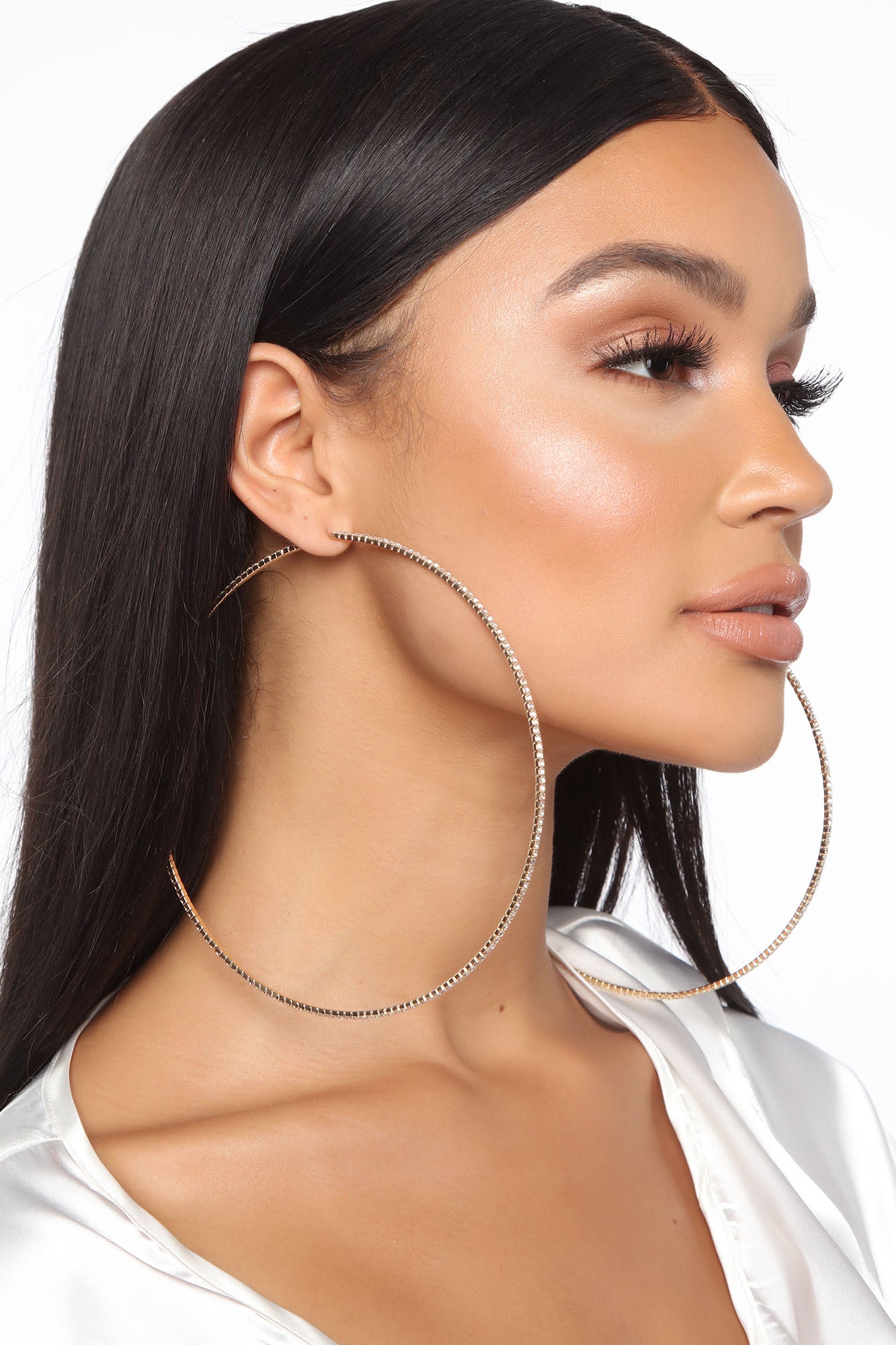 Oversized rhinestone hoop earrings deals