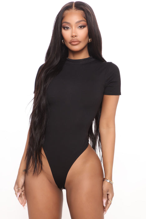 Basic Mock Neck Bodysuit - Black, Fashion Nova, Basic Tops & Bodysuits