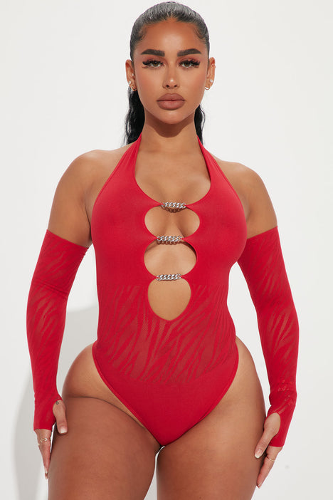 A Dime Piece Seamless Glove Bodysuit Red