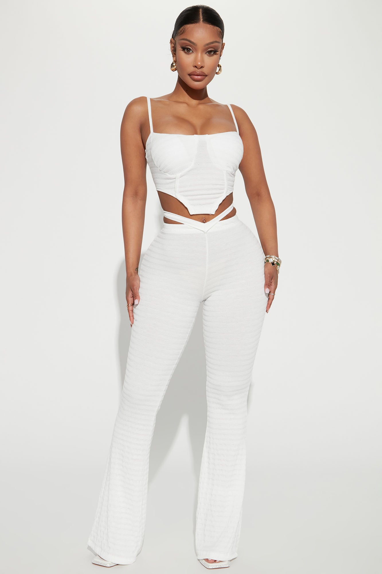 White crop top hotsell and pants set
